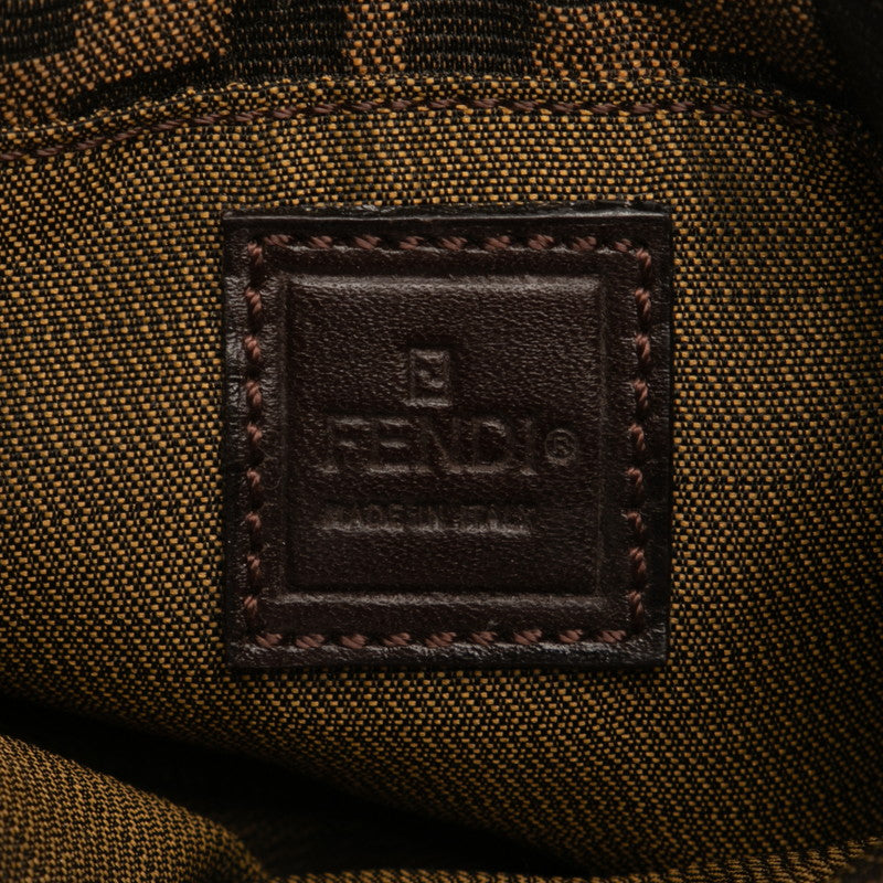 フェンディ ズッカ ミニ クロワッサン ハンドバッグ 26673 ブラウン シルバー キャンバス レザー レディース FENDI 【中古】