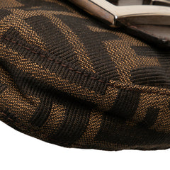 フェンディ ズッカ ミニ クロワッサン ハンドバッグ 26673 ブラウン シルバー キャンバス レザー レディース FENDI 【中古】