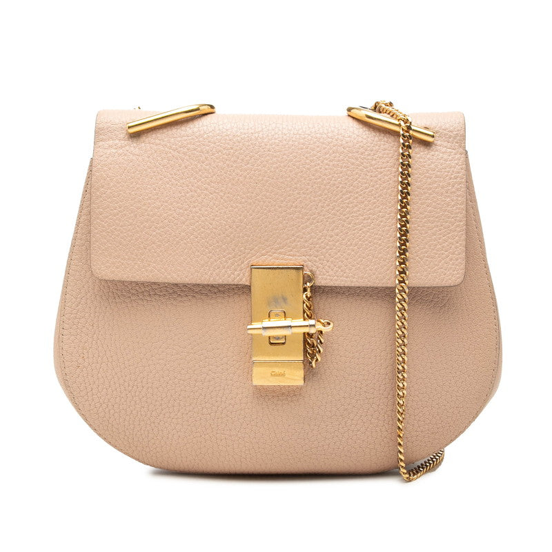 クロエ ドリュー 斜め掛け チェーン ショルダーバッグ ピンクベージュ レザー レディース Chloe 中古