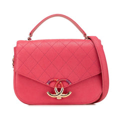 シャネル マトラッセ CCロゴ ハンドバッグ ショルダーバッグ ピンク キャビアスキン レディース CHANEL 【中古】