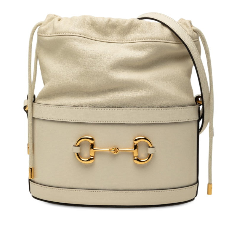 グッチ ホースビット 1955 斜め掛け ショルダーバッグ バケットバッグ 602118 ホワイト レザー レディース GUCCI 中古
