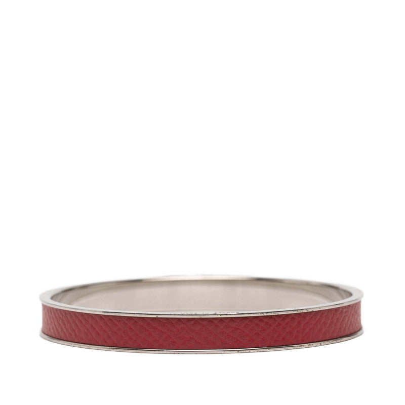 エルメス ケリー カデナ モチーフ バングル シルバー レッド メタル レザー レディース HERMES 【中古】