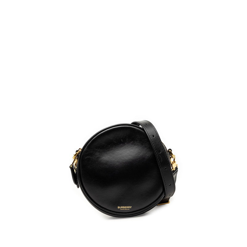 バーバリー ラウンド 斜め掛け ショルダーバッグ ブラック レザー レディース BURBERRY 【中古】