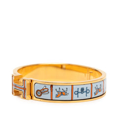 エルメス クリックH PM COUVERTURES ET TENUES DE JOUR 馬着 バングル ゴールド ブルー マルチカラー メッキ レディース HERMES 【中古】