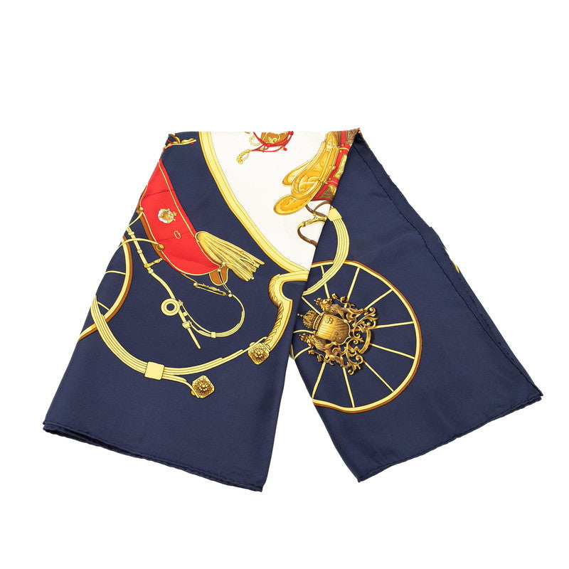 エルメス カレ90 SPRINGS スプリングス スカーフ ベージュ ネイビー マルチカラー シルク レディース HERMES 【中古】