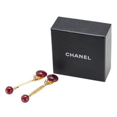 シャネル ロゴ イヤリング ゴールド レッド メッキ レディース CHANEL 【中古】
