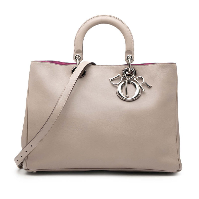 ディオール ディオリッシモ ショルダーバッグ トートバッグ 2WAY ベージュ パープル レザー レディース Dior 【中古】