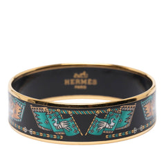 エルメス エマイユGM 鳥 旗 モチーフ バングル ゴールド ブラック マルチカラー メッキ レディース HERMES 【中古】