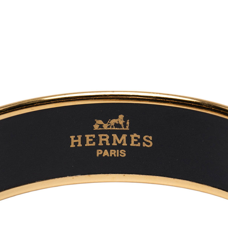 エルメス エマイユGM 鳥 旗 モチーフ バングル ゴールド ブラック マルチカラー メッキ レディース HERMES 【中古】