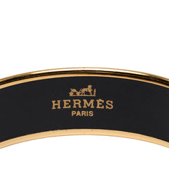 エルメス エマイユGM 鳥 旗 モチーフ バングル ゴールド ブラック マルチカラー メッキ レディース HERMES 【中古】