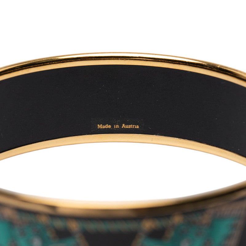エルメス エマイユGM 鳥 旗 モチーフ バングル ゴールド ブラック マルチカラー メッキ レディース HERMES 【中古】