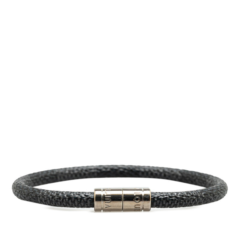 ダミエ グラフィット ブラスレ キープイット ブレスレット M6609E シルバー ブラック メタル レザー レディース 【中古】