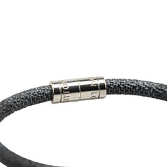 ダミエ グラフィット ブラスレ キープイット ブレスレット M6609E シルバー ブラック メタル レザー レディース 【中古】