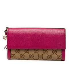 グッチ GGキャンバス 長財布 323396 ベージュ ピンク系 キャンバス レザー レディース GUCCI 【中古】