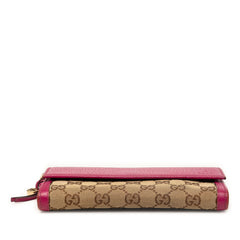 グッチ GGキャンバス 長財布 323396 ベージュ ピンク系 キャンバス レザー レディース GUCCI 【中古】