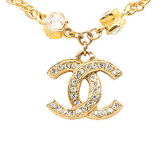 シャネル ココマーク ヴィンテージ チェーン ペンダント ネックレス ゴールド メッキ ラインストーン レディース CHANEL 【中古】