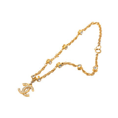 シャネル ココマーク ヴィンテージ チェーン ペンダント ネックレス ゴールド メッキ ラインストーン レディース CHANEL 【中古】