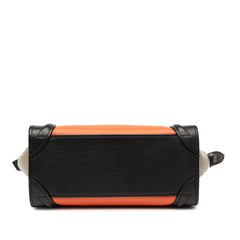 セリーヌ ラゲージ ナノショッパー ハンドバッグ ショルダーバッグ 2WAY オレンジ ネイビー ブラウン レザー レディース CELINE 【中古】