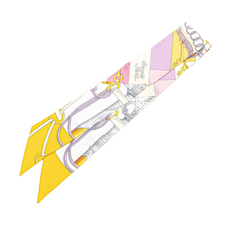 エルメス ツイリー Cliquetis クリケティス スカーフ イエロー マルチカラー シルク レディース HERMES 【中古】