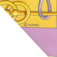 エルメス ツイリー Cliquetis クリケティス スカーフ イエロー マルチカラー シルク レディース HERMES 【中古】