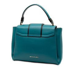 ブルガリ セルペンティ ヴァイパー ハンドバッグ ショルダーバッグ 2WAY ブルー レザー レディース BVLGARI 【中古】