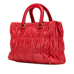 プラダ ナッパ ハンドバッグ ショルダーバッグ 2WAY レッド レザー レディース PRADA 【中古】
