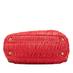プラダ ナッパ ハンドバッグ ショルダーバッグ 2WAY レッド レザー レディース PRADA 【中古】