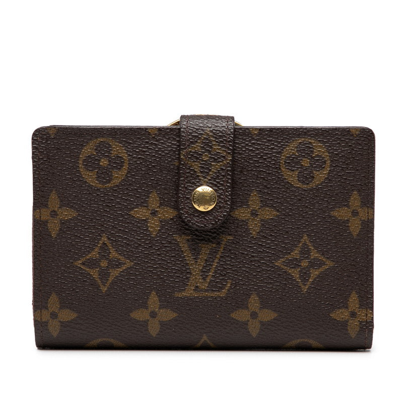 ルイ ヴィトン モノグラム ヴィエノワ 二つ折り財布 M61663 ブラウン PVC レザー レディース LOUIS VUITTON 【中古】