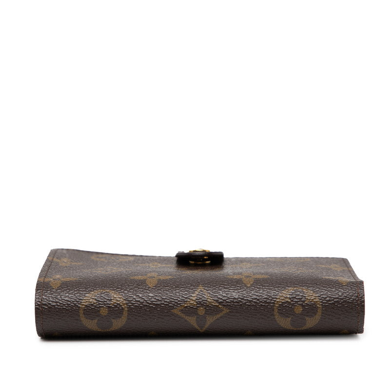 ルイ ヴィトン モノグラム ヴィエノワ 二つ折り財布 M61663 ブラウン PVC レザー レディース LOUIS VUITTON 【中古】