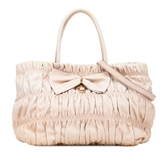 プラダ リボン トートバッグ ショルダーバッグ 2WAY BN1932 ベージュ ピンクベージュ レザー レディース PRADA 【中古】