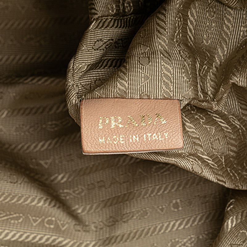 プラダ リボン トートバッグ ショルダーバッグ 2WAY BN1932 ベージュ ピンクベージュ レザー レディース PRADA 【中古】