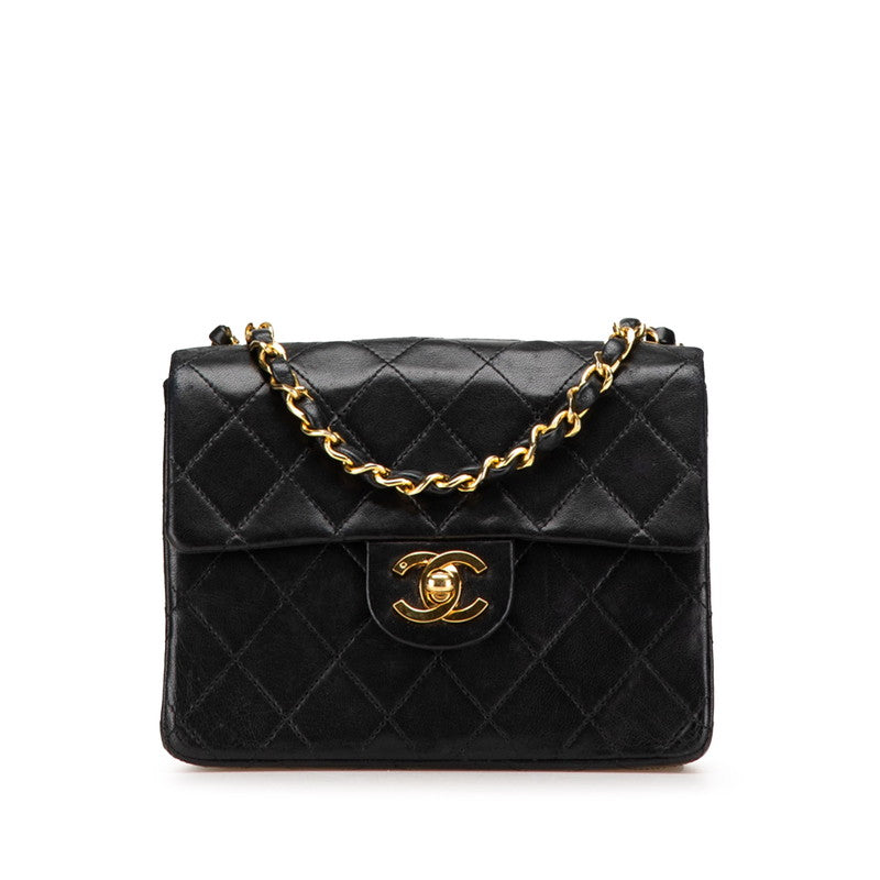 シャネル ミニマトラッセ ココマーク チェーン ショルダーバッグ ブラック ラムスキン レディース CHANEL 【中古】