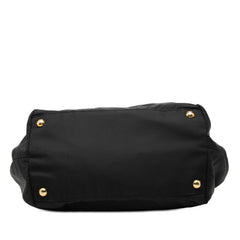 プラダ リボン ハンドバッグ ブラック ナイロン レザー レディース PRADA 【中古】