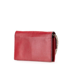 グッチ インターロッキングG 斜め掛け チェーン ウォレット 510314 レッド レザー レディース GUCCI 【中古】