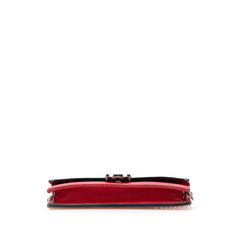 グッチ インターロッキングG 斜め掛け チェーン ウォレット 510314 レッド レザー レディース GUCCI 【中古】