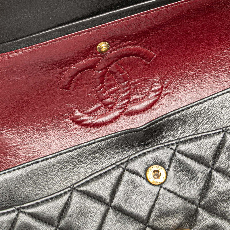 シャネル マトラッセ23 ココマーク ダブルフラップ チェーンショルダーバッグ ブラック ラムスキン レディース CHANEL 【中古】