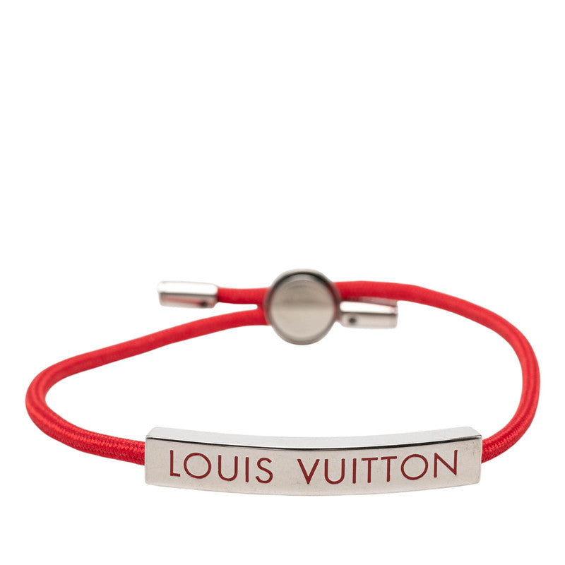 ルイ ヴィトン ブラスレ LV スペース ロゴプレート ブレスレット M00274 レッド メタル ナイロン レディース LOUIS VUITTON 【中古】
