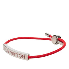 ルイ ヴィトン ブラスレ LV スペース ロゴプレート ブレスレット M00274 レッド メタル ナイロン レディース LOUIS VUITTON 【中古】