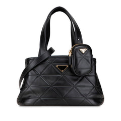 プラダ 三角ロゴプレート キルティング ハンドバッグ ショルダーバッグ 2WAY 1BG548 ブラック レザー レディース PRADA 【中古】