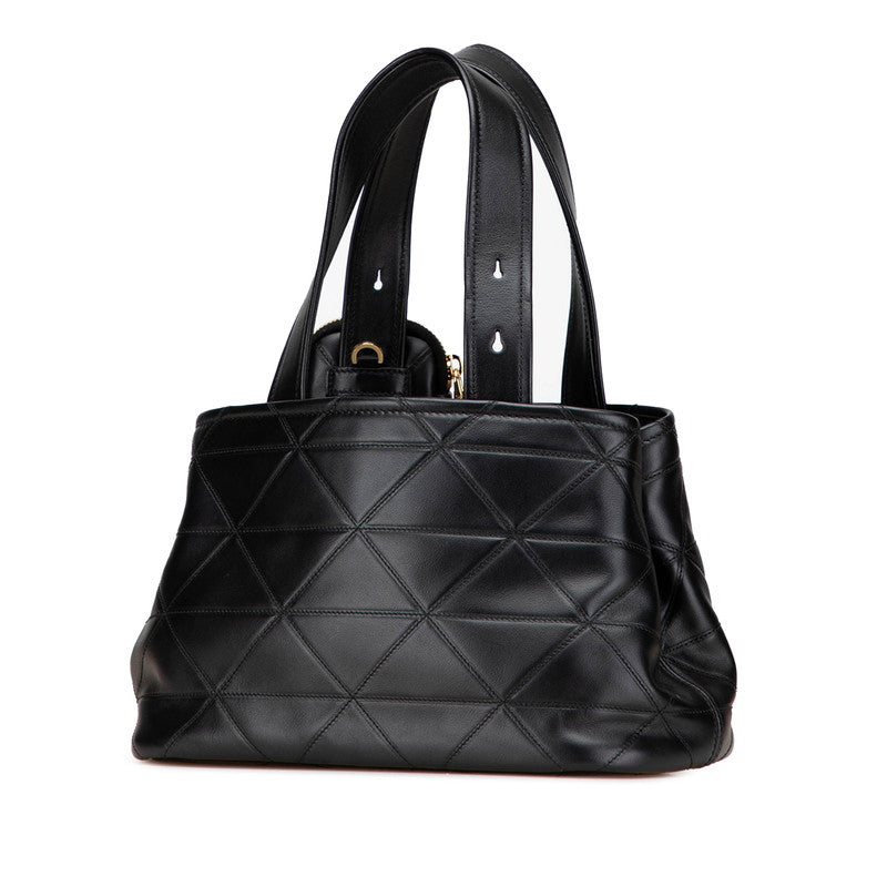 プラダ 三角ロゴプレート キルティング ハンドバッグ ショルダーバッグ 2WAY 1BG548 ブラック レザー レディース PRADA 【中古】