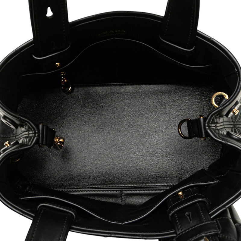 プラダ 三角ロゴプレート キルティング ハンドバッグ ショルダーバッグ 2WAY 1BG548 ブラック レザー レディース PRADA 【中古】