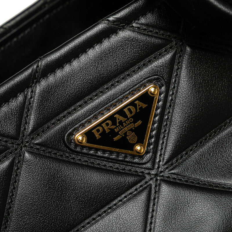 プラダ 三角ロゴプレート キルティング ハンドバッグ ショルダーバッグ 2WAY 1BG548 ブラック レザー レディース PRADA 【中古】