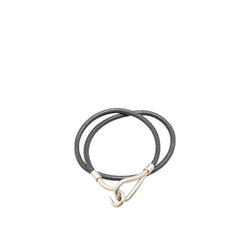 エルメス ジャンボ ブレスレット ブラック シルバー レザー メタル レディース HERMES 【中古】