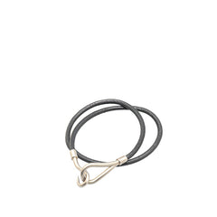 エルメス ジャンボ ブレスレット ブラック シルバー レザー メタル レディース HERMES 【中古】