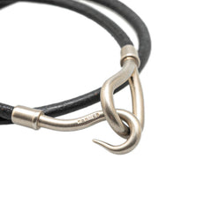 エルメス ジャンボ ブレスレット ブラック シルバー レザー メタル レディース HERMES 【中古】