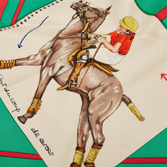 エルメス カレ90 LE MONDE DU POLO ポロの世界 スカーフ レッド マルチカラー シルク レディース HERMES 【中古】
