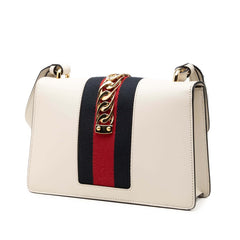 グッチ シェリーライン シルヴィ ハンドバッグ ショルダーバッグ 421882 ホワイト レザー レディース GUCCI 【中古】