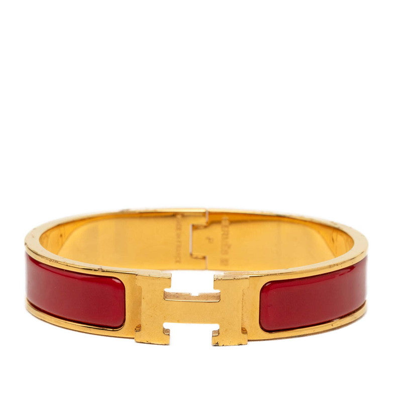 エルメス クリックH PM ブレスレット バングル ゴールド レッド メッキ エナメル レディース HERMES 中古