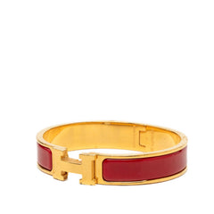 エルメス クリックH PM ブレスレット バングル ゴールド レッド メッキ エナメル レディース HERMES 中古