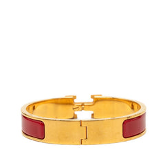 エルメス クリックH PM ブレスレット バングル ゴールド レッド メッキ エナメル レディース HERMES 中古